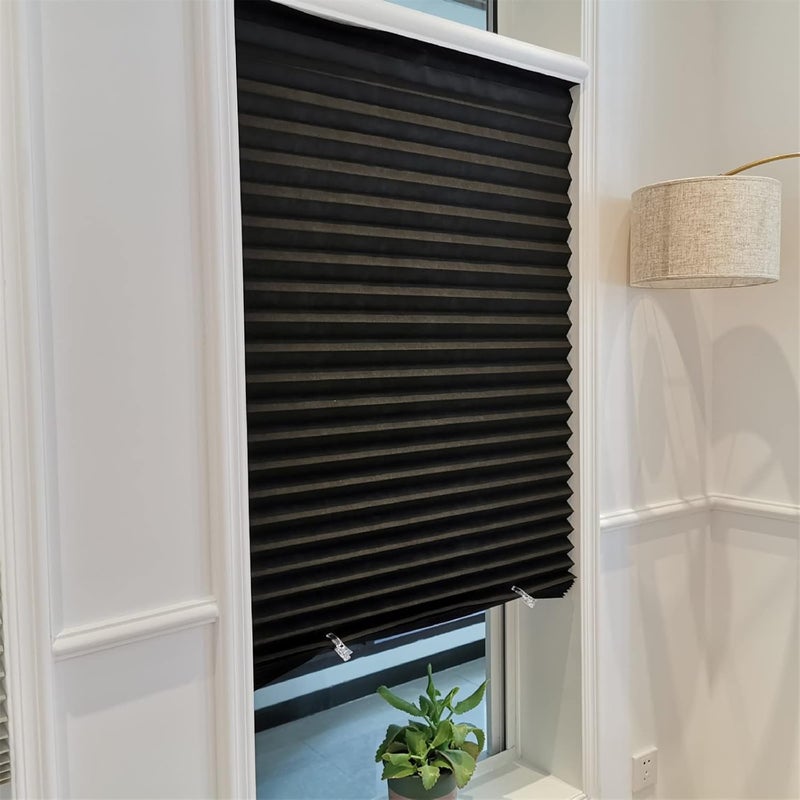 MALOKI Window Shades No Drill Temporary Blinds Cordless No Tools Adhesive Pleated Blackout Blinds Room Darkening Paper Shades for Office,Living Room,Bedroom - Image 2